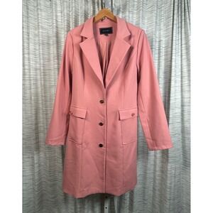 ENTRY Pink Long Blazer Jacket‎ Gold Button Pocket Detail Women's Size L